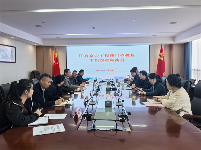 3月24日，黟县发改委党组成员孙义民会同财政局、国投相关领导一行赴集团交流国有企业工程项目招投标工作，黄山星空（中国）集团总经理潘楷金、县发改委、财政局相关领导陪同座谈交流。.jpg